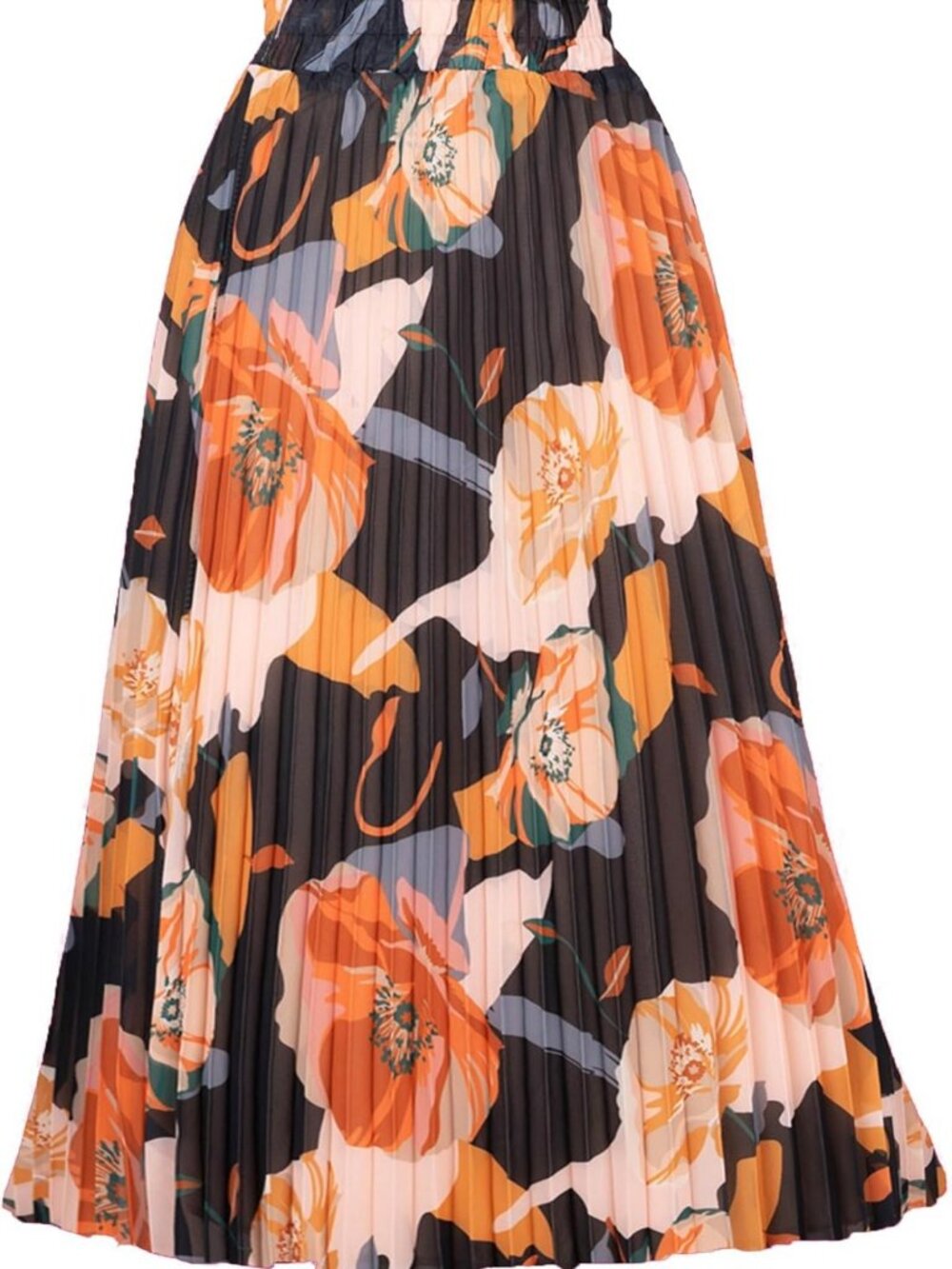 Flowy Midi Skirt for Women - High Waist Pleated A-Line Design, Perfect for Any